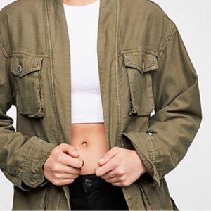 Free People Drapey Olive Green Utility Jacket with O-Ring Belt Size S